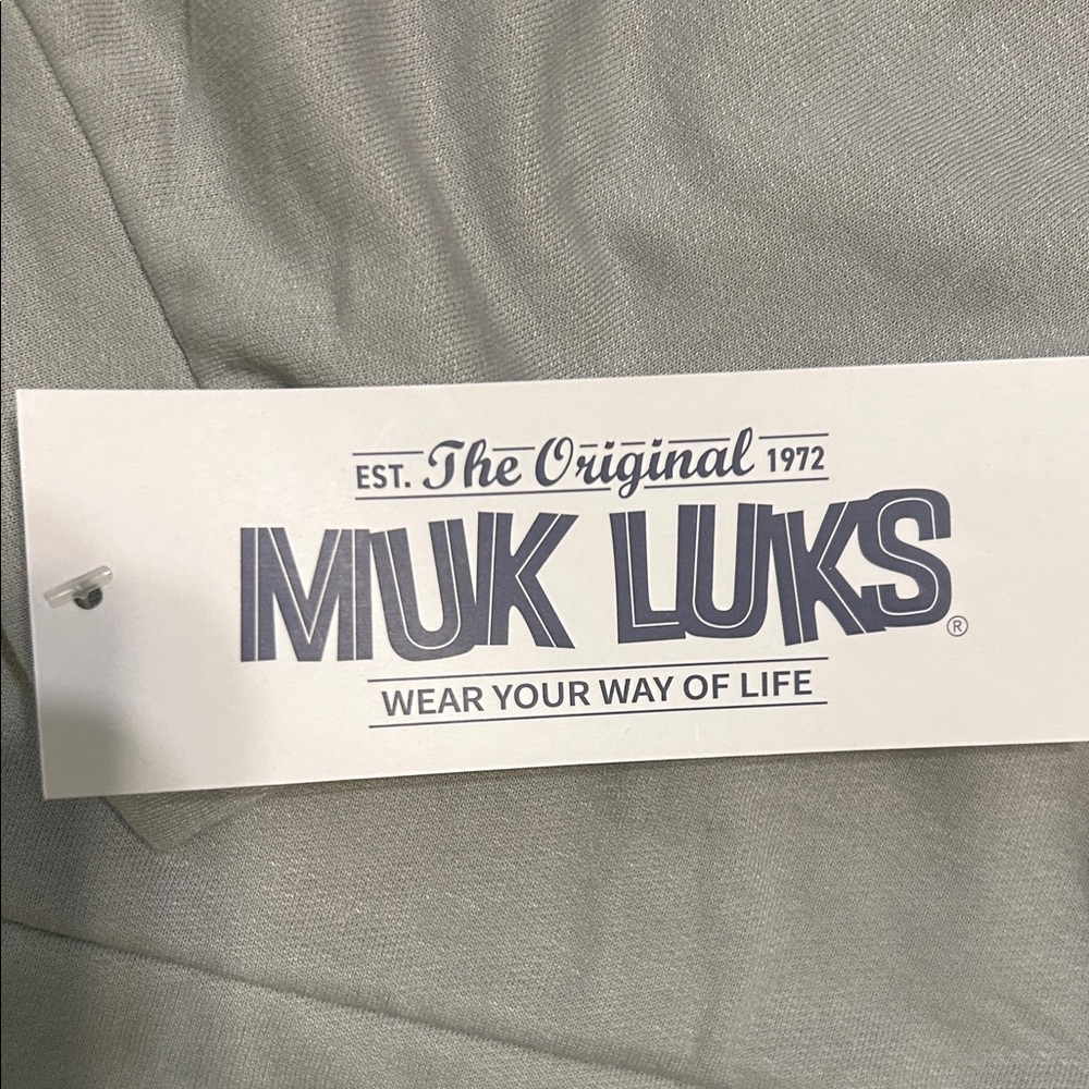 Muk Luks Light Gray Pajama Set with Camo Pants - Picture 5 of 5